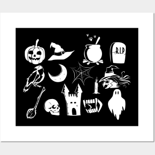 Cute Halloween Pumpkin Ghosts Witches Collection Posters and Art